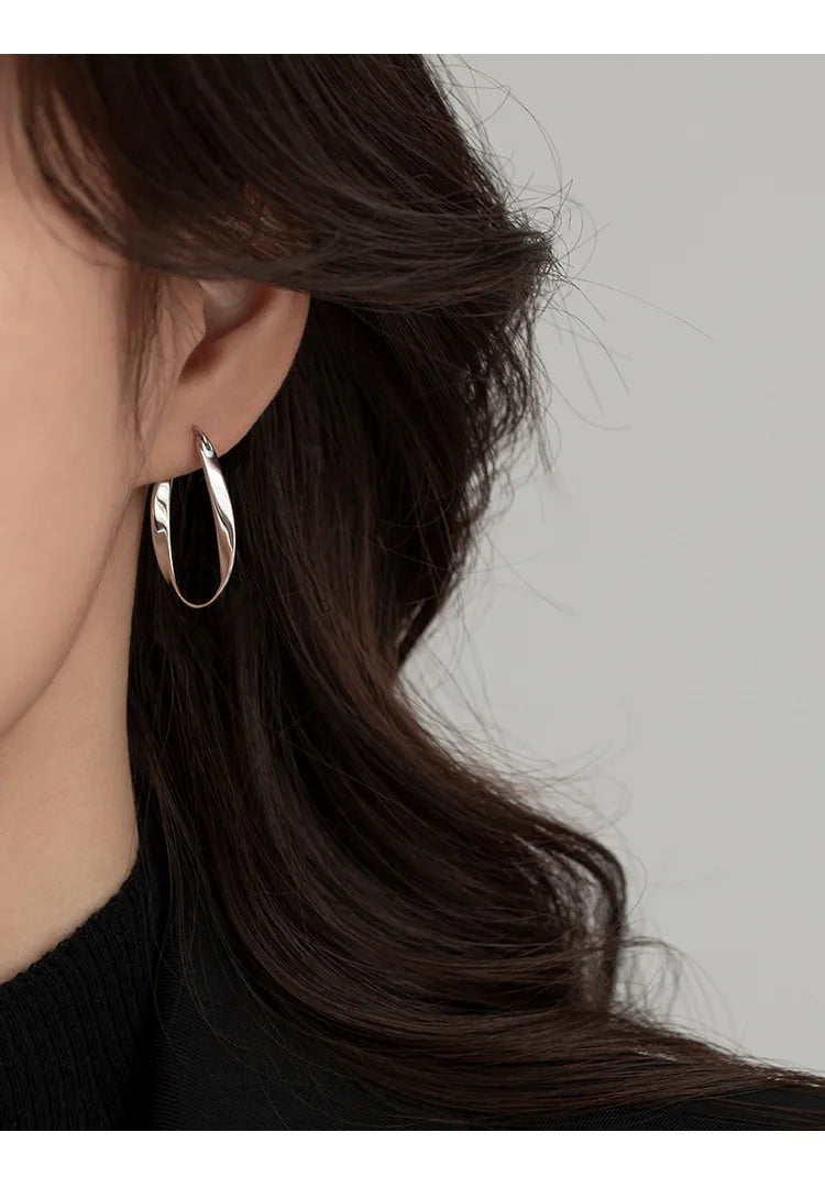 Sterling Geometric Hoop Earrings