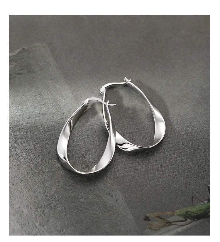 Sterling Geometric Hoop Earrings