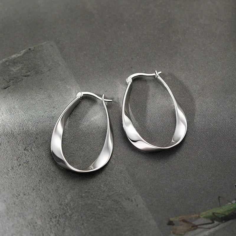 Sterling Geometric Hoop Earrings