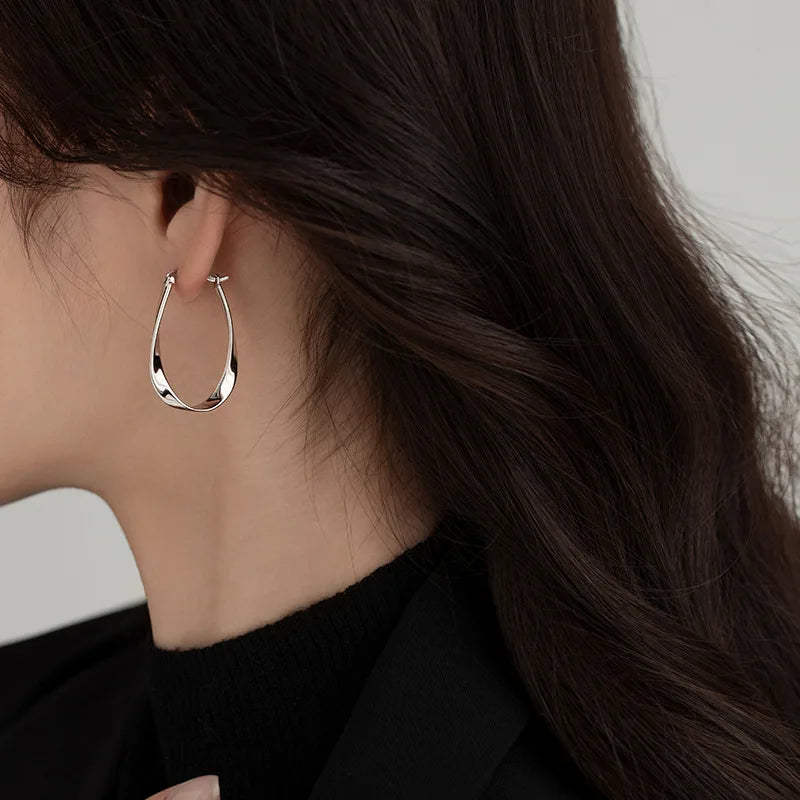 Sterling Geometric Hoop Earrings