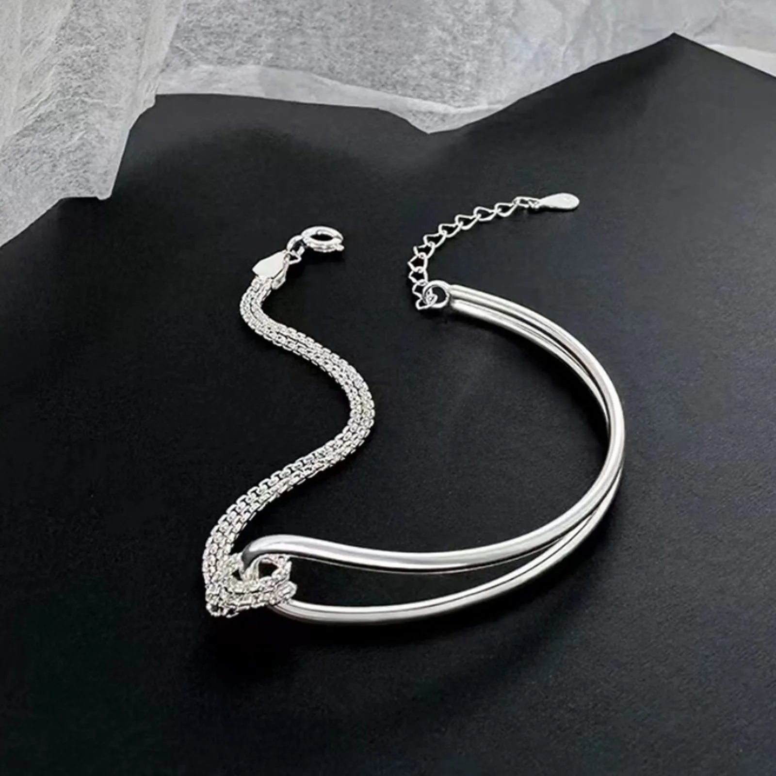 Sterling Geometric Bead Bracelet