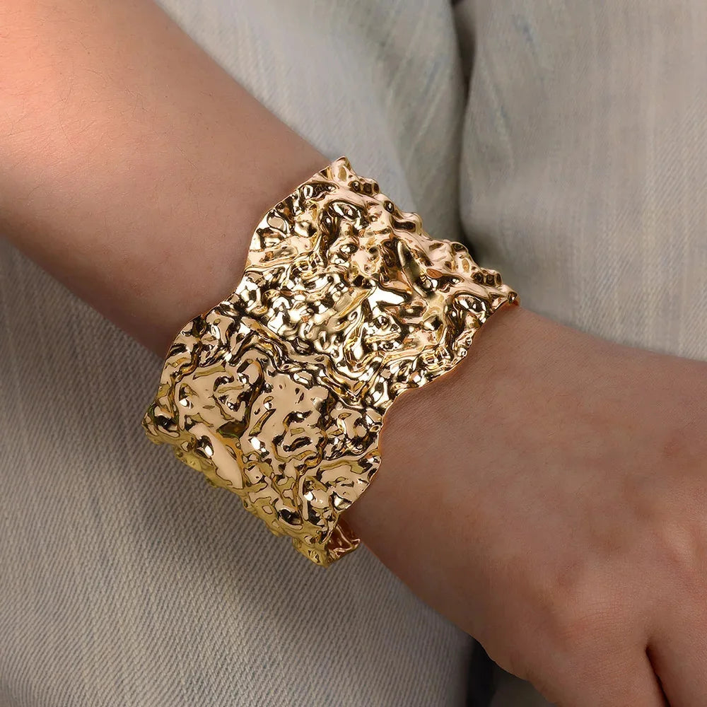 Gold Wrinkle Cuff Bracelet