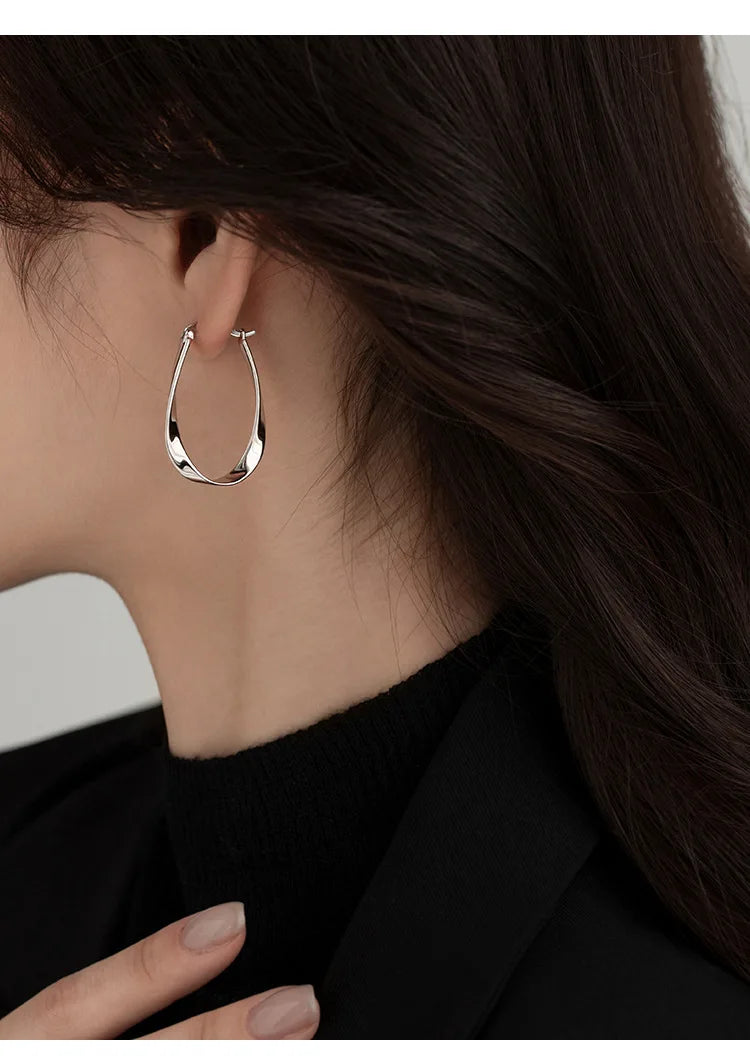 Sterling Geometric Hoop Earrings