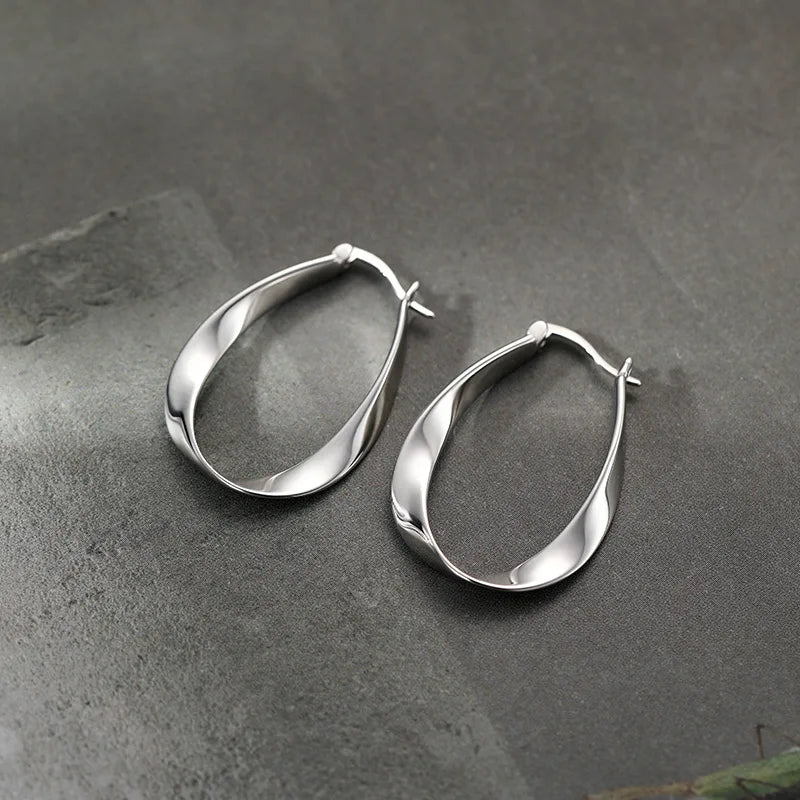 Sterling Geometric Hoop Earrings